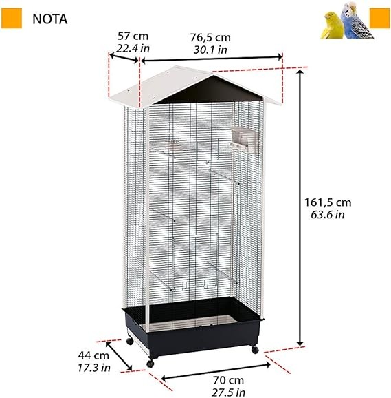 Relaxdays Gabbia per Uccelli, 49,5x34,5x31 cm, Voliera per Canarini