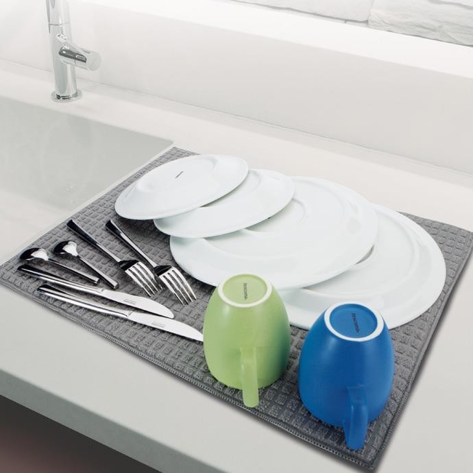 Tappetino Scolapiatti In Microfibra - 40,6x45,7 Cm Assorbente E Reversibile - Foto 7